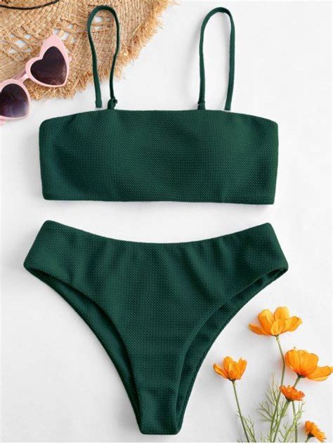 Textured Stretch Bandeau Bikini Top .